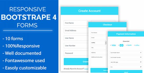 Responsive Modern Bootstrap 4 Forms